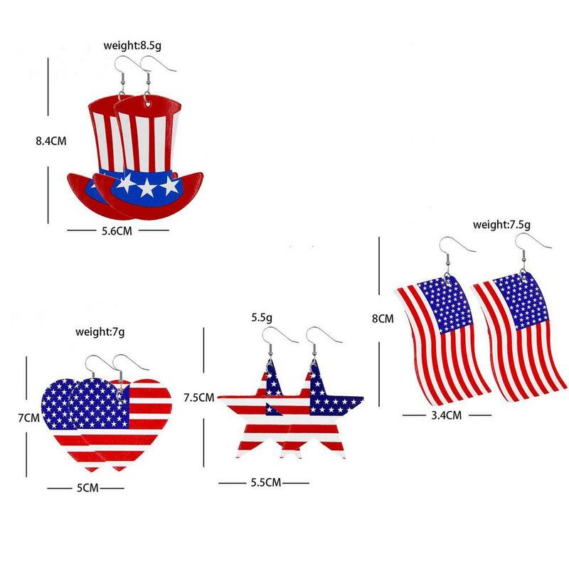 Brincos de lágrima de couro sintético feminino bandeira americana patriótico eua jóias acessório independência dia dupla face de couro impresso