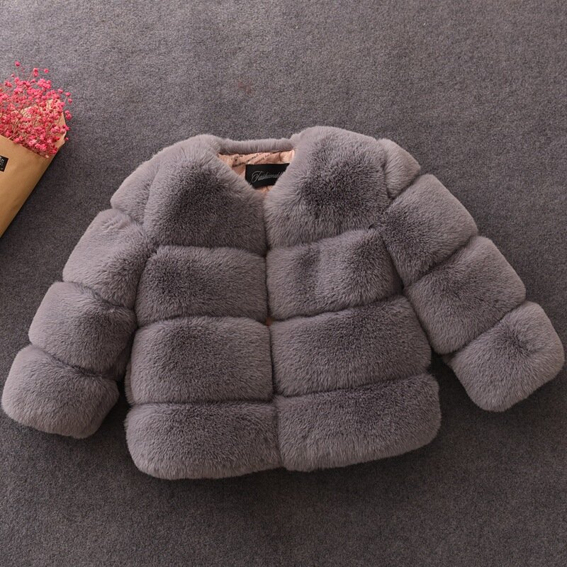 Manteau d'hiver pour enfants, 2020 Manteau en fausse fourrure de renard, couleur unie, 11 couleurs disponibles