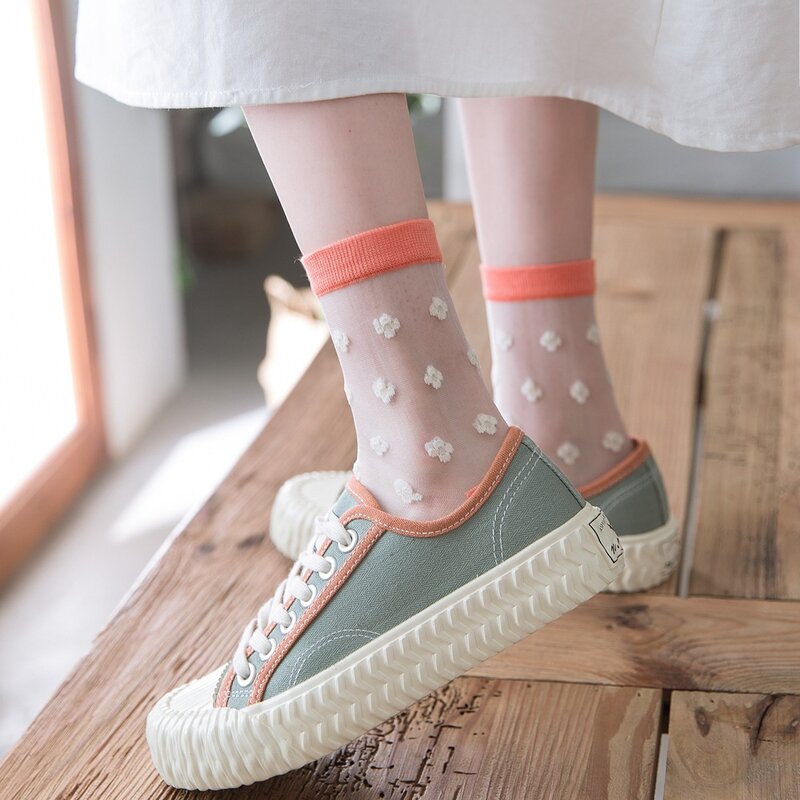 Японский, корейский, Стиль, на каждый день, креативные Прозрачные шелковые трендовые женские носки с рисунками фруктов ультратонкое стекло ...