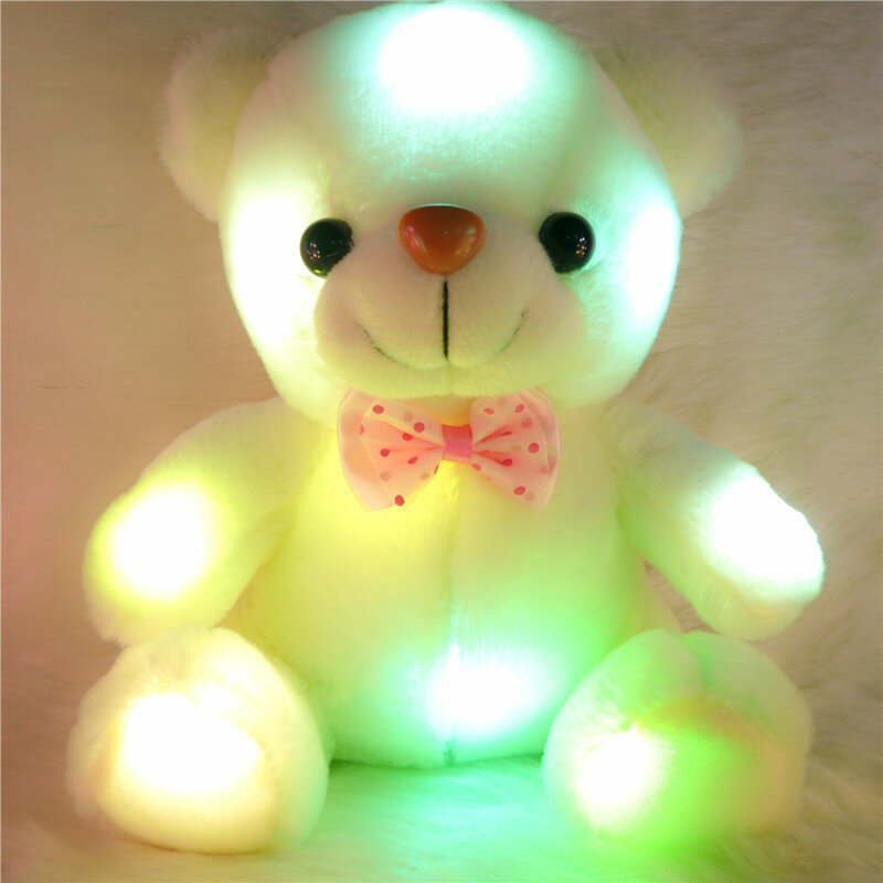 30cm colorido brilhante urso de pelúcia luminosa brinquedos de pelúcia led urso de pelúcia pelúcia boneca brinquedo urso de pelúcia presentes encantadores para crianças