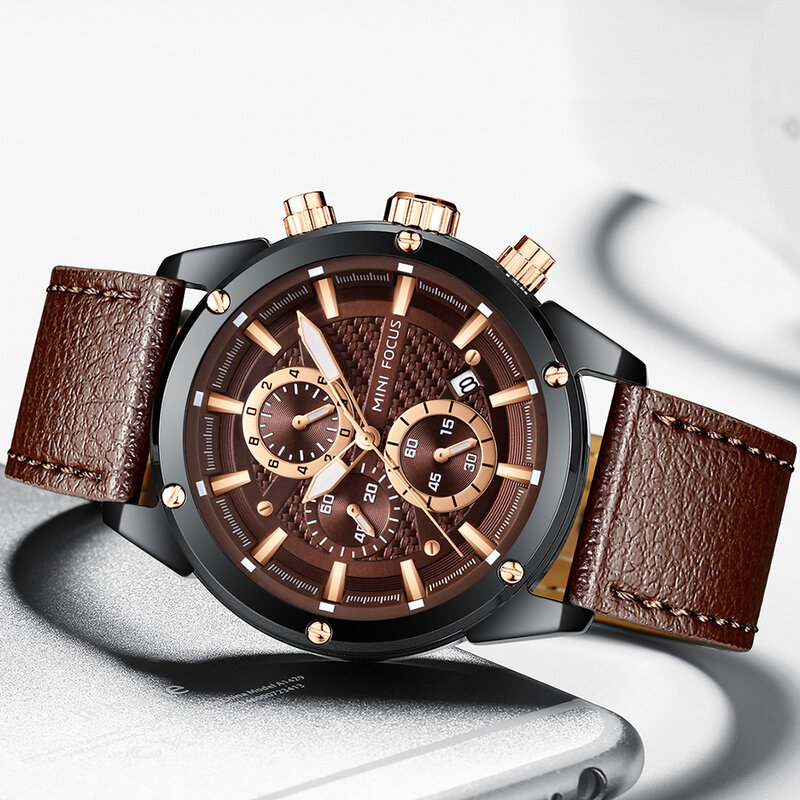 Sportowy zegarek dla mężczyzn zegarki 2020 luksusowa tarcza marki chronograf zegar data kalendarz wodoodporny wielofunkcyjny MINI FOCUS Horloges