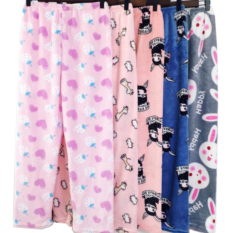 Pantalones de pijama de franela para mujer, pantalón cálido y holgado, con forro polar Coral, de felpa, 2020