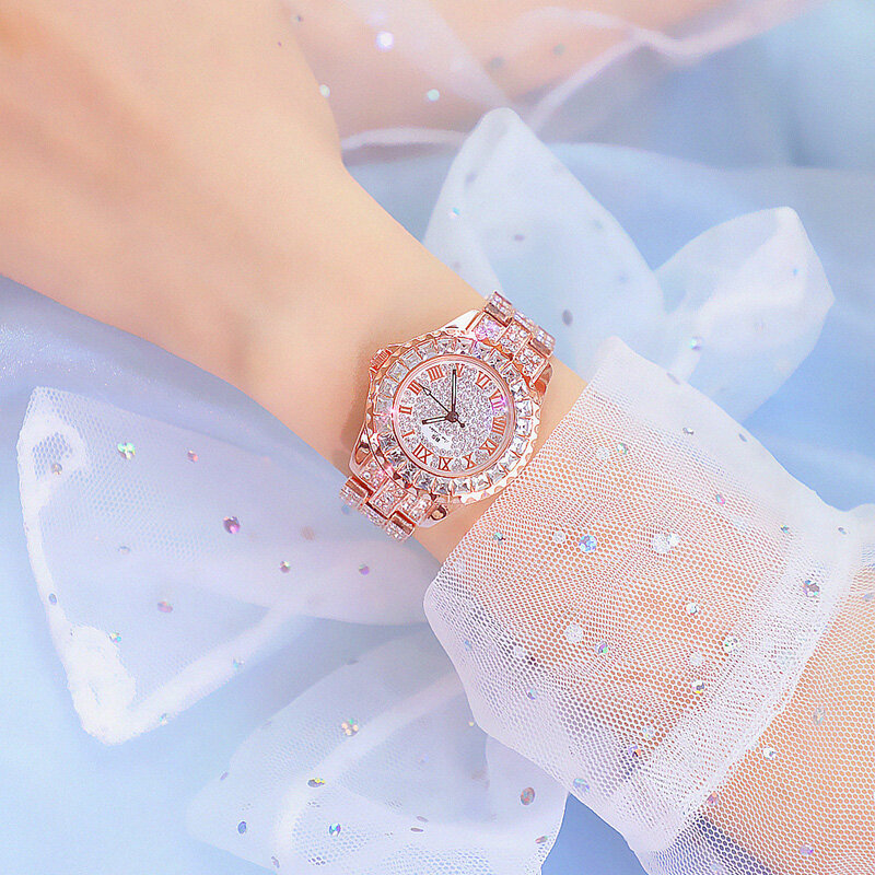 Gold Watch Women Fashion Quartz Watches Diamond Steel Strap Bracelet Quartz Wristwatch Women Business Clock Ladies Relojes Mujer