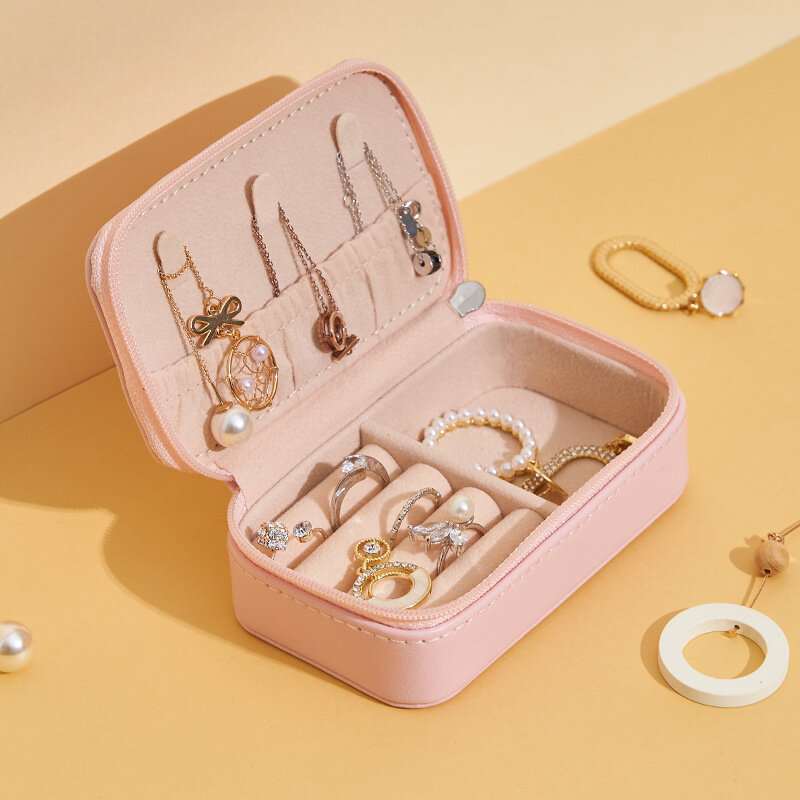 Boîte de rangement de bijoux en cuir portable, sac de voyage de luxe, mode, boucles d'oreilles