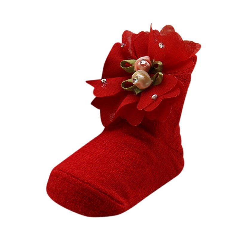 Детские теплые кружевные носки-пачки с рюшами для маленьких девочек, однотонные кружевные носки с оборками для новорожденных, подарок на Ро...