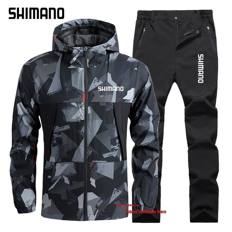 Nuova giacca da pesca Shimano autunno estate e pantaloni da pesca impermeabili uomo Camouflage Sport all'aria aperta tute da pesca impermeabili