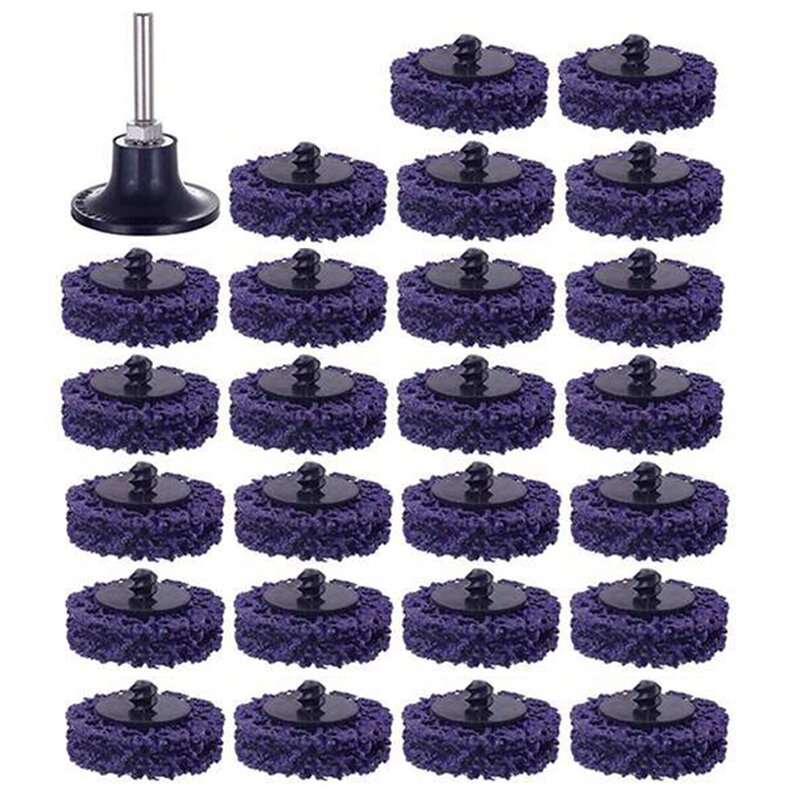 Hot 25PCS 2 inch 50mm Quick Change Roloc Easy Strip & Clean Discs Purple for Paint Rust Removal Surface Prep with 1 Holder