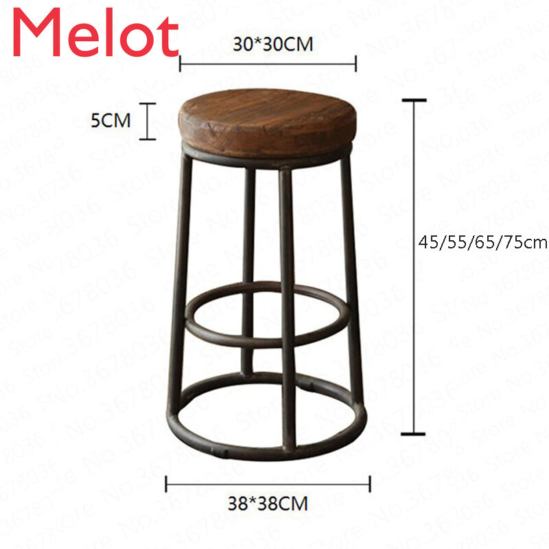 2020 Solid Wood Creative Bar Stool High Stool Modern Simplicity Coffee Chair Barstool 45/55/65/75cm Height