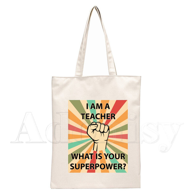 Teacher Shopping Bag Bolsas De Tela Grocery Shopper Shopping Jute Bag Cotton Bag Jute Sacola Reciclaje