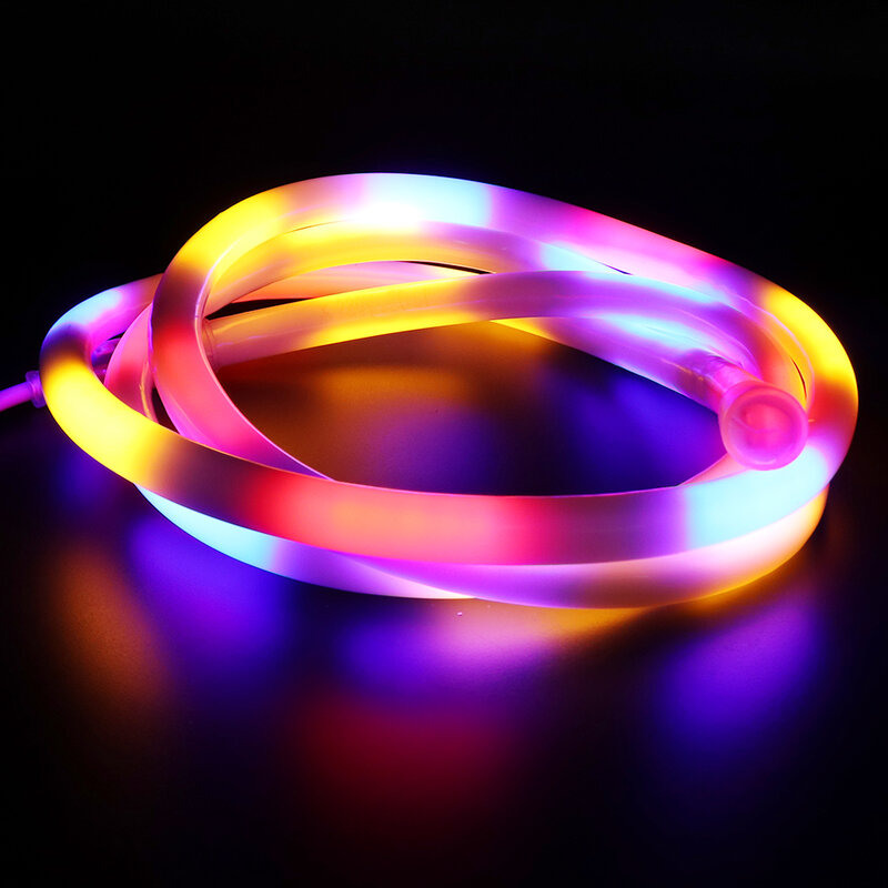 Fita de led redonda com 360 leds rgb, 220v 2835, flexível, à prova d'água, tubo de neon