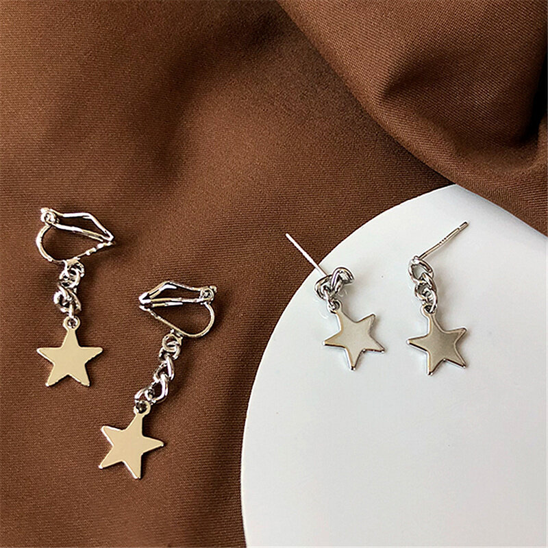 Kshmir Earrings metal chain pendant earrings fashion new geometric retro small star earrings girl birthday party gift 2021