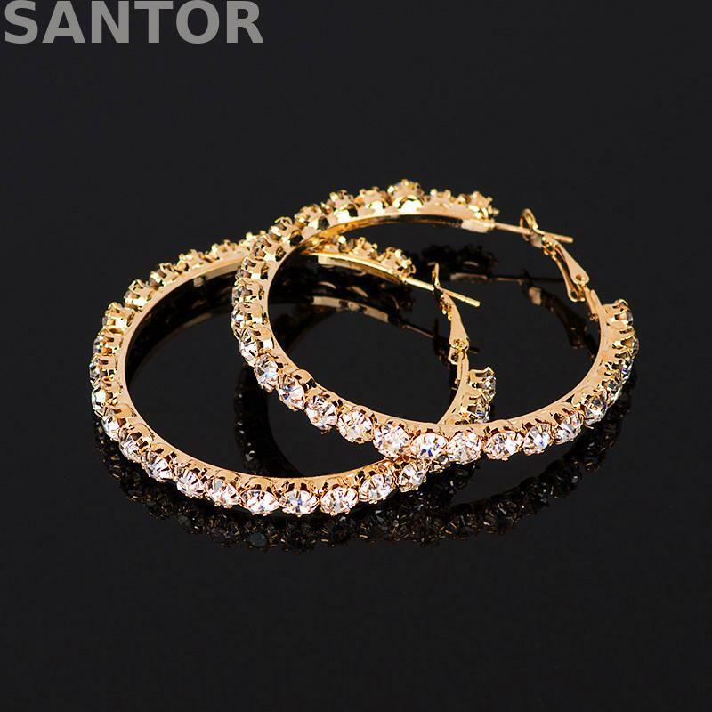 50mm Luxury Large Hoop Earrings Set Big Crystal Stud Earrings Hip Hop Punk Women Big Earrings Trendy Jewelry