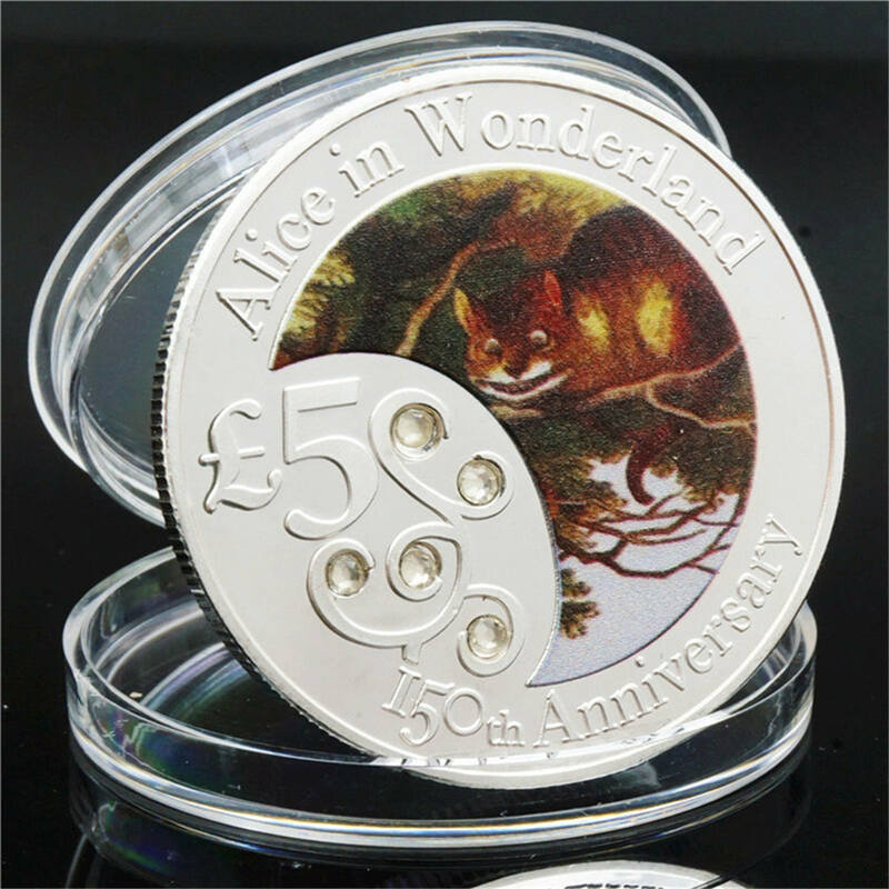 Монета с животными в Конго, подарок Чеширский кот, памятная монета, памятная монета, серебряная монета, поделки, коллекционные предметы