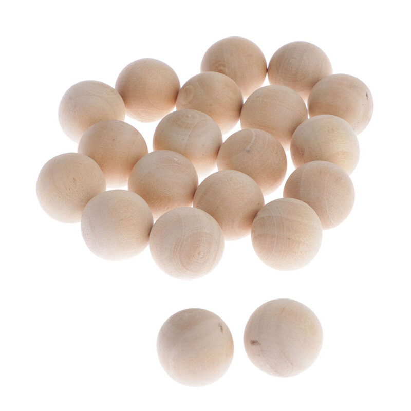 Perles en bois de couleur naturelle, 50 pièces, boules rondes, intercalaires en bois, fournitures artisanales faites à la main (sans trou)