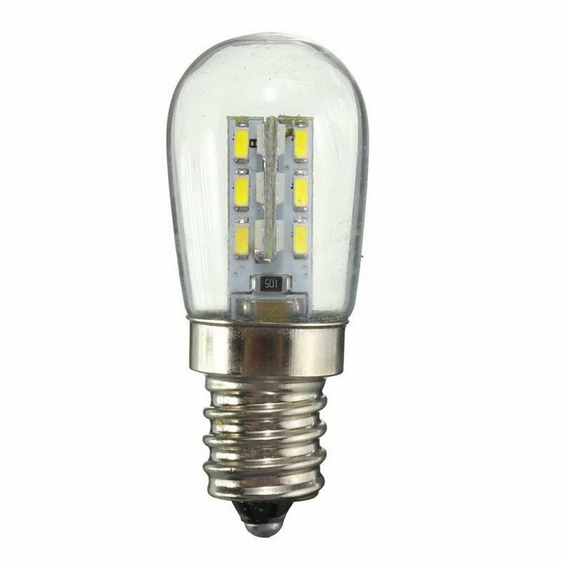 Bombilla LED E12 SMD 24 LED de alto brillo, pantalla de cristal, lámpara blanca pura cálida para máquina de coser, refrigerador, CA 220/CA 110V