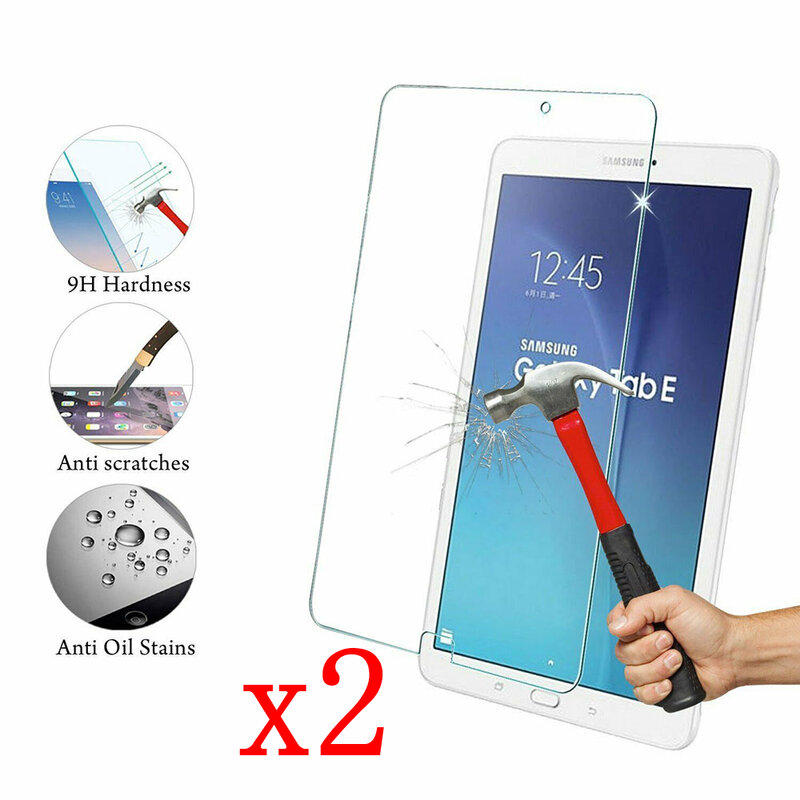 2Pcs Tempered Glass untuk Samsung Galaxy Tab E 9.6 Inci SM-T560 SM-T561 Tablet Cakupan Penuh Gelembung Gratis Film Pelindung