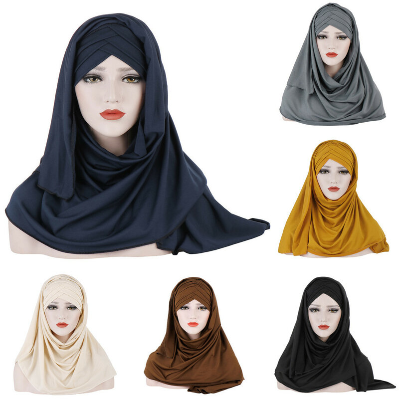 Шифон хиджаб Для женщин обычный пузырь шифоновый шарф хиджаб Обёрточная бумага с принтом одноцветные шали повязка на голову мусульманские ...