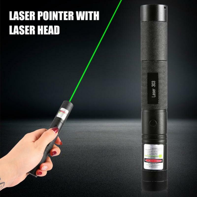 Зеленая лазерная указка с регулируемым фокусом, 303 нм, с лазерной головкой, мощная охотничья оптика, лазерная указка, освещение, охотничье об...