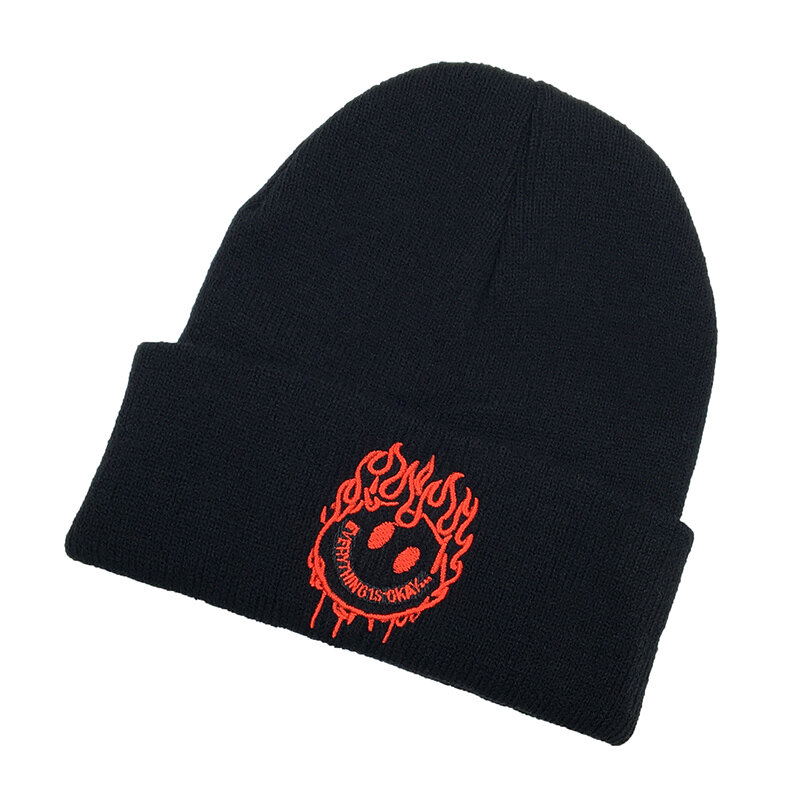 Nieuwe Glimlach Brandende Herfst Cap Mutsen Voor Mannen Vrouwen Warm Houden Mode Gebreide Winter Hat Hip-Hop Skullies Koude hoed
