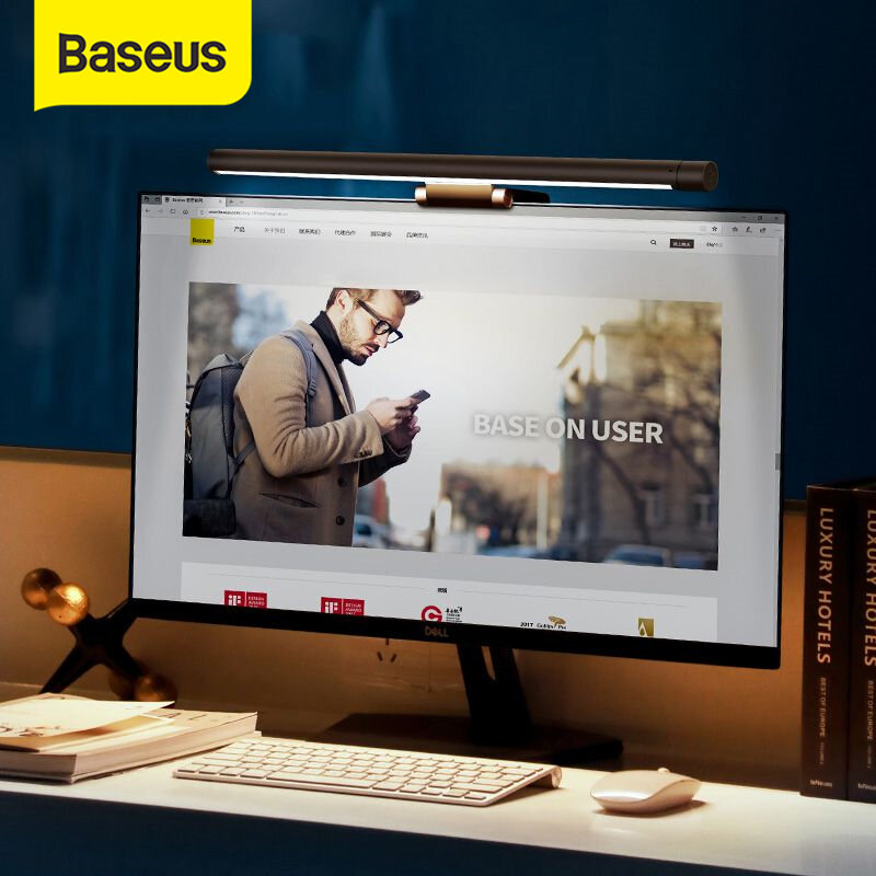 Baseus ledデスクランプ調節可能な読書画面ぶら下げの目の保護ランプusb充電式オフィスホーム