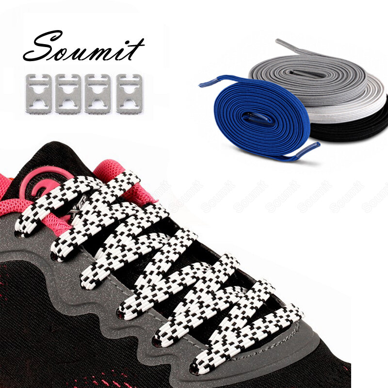 Cordones elásticos para zapatillas de deporte para niños y adultos, cordones planos para zapatos de ocio al aire libre, coloridos, accesorios