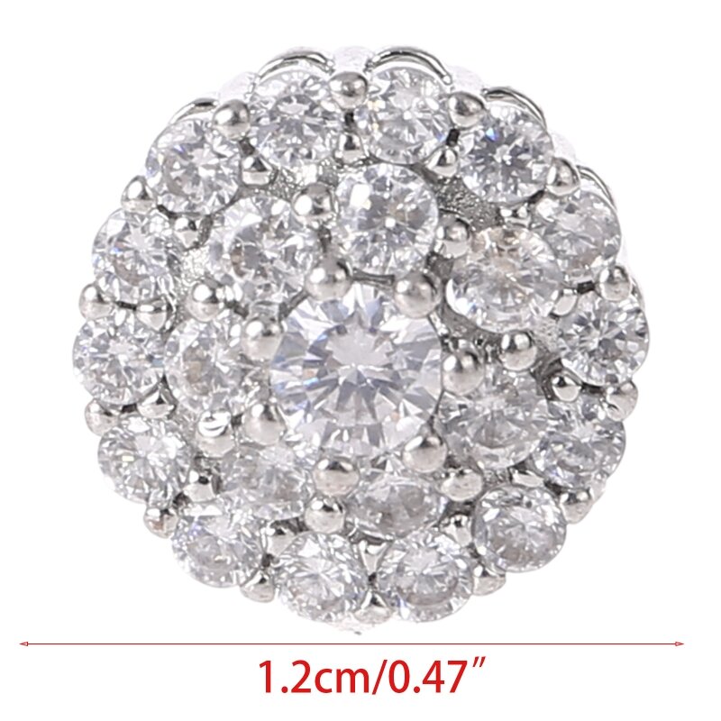 5Pcs 12Mm Kristal Berlian Imitasi Bunga Tombol Bulat dengan Loop Logam Hiasan 1015