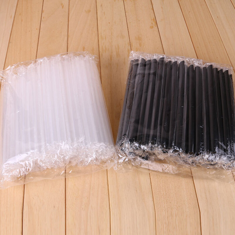 Pajitas de plástico de 11mm de ancho para té, pajitas desechables reutilizables para batidos Boba, sin BPA, 100 piezas