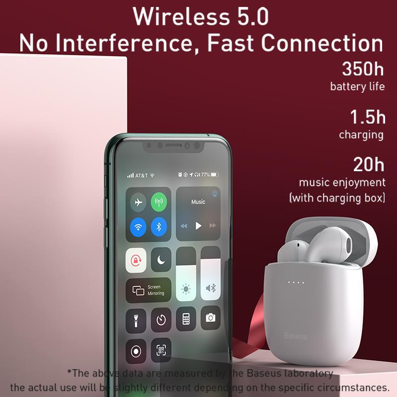 Baseus W04 Pro Наушники-вкладыши TWS Bluetooth наушники 5,0 настоящие беспроводные наушники HD стерео наушники для Xiaomi, Huawei, гарнитура громкой связи, Спорт...
