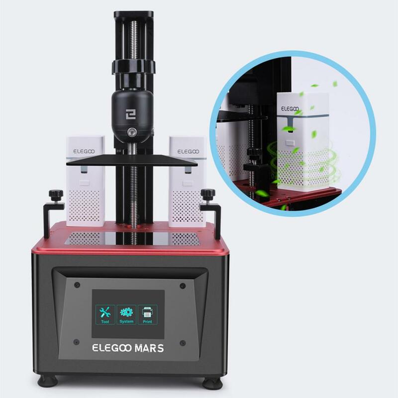 ELEGOO 2 pièces Mini purificateur d'air avec filtre à charbon actif et adaptateur universel pour imprimante 3D LCD,DLP,MSLA résine
