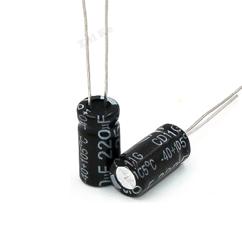 20 pces 25v 220uf 6*12mm baixo capacitor eletrólito de alumínio esr 20% capacitores elétricos