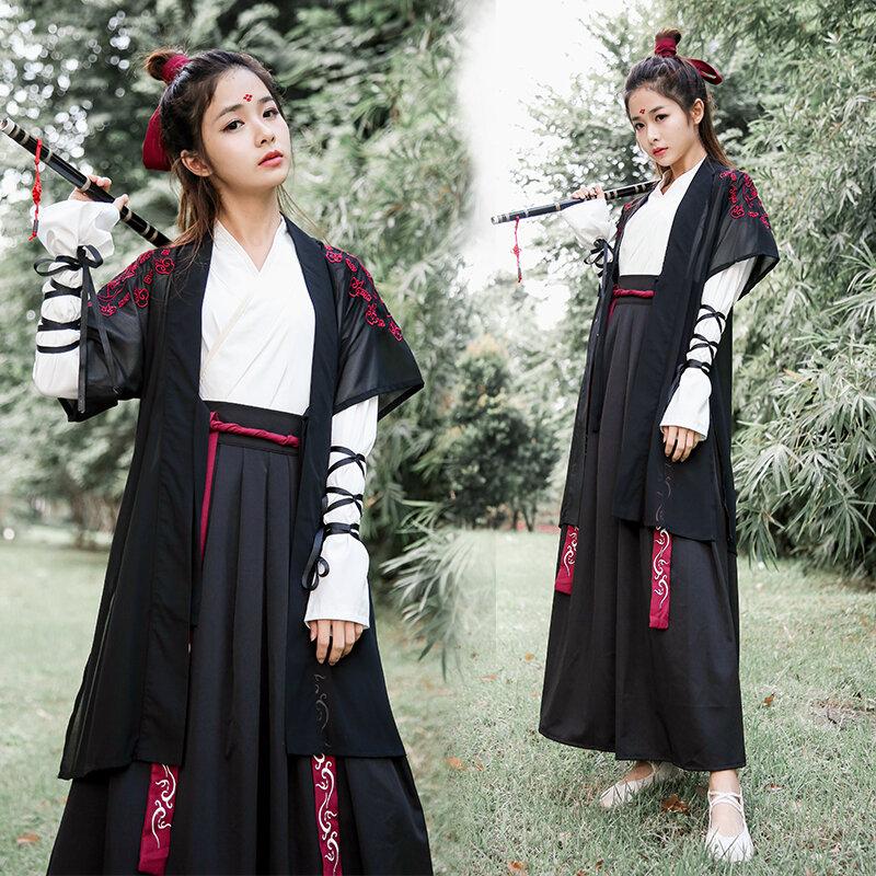 Chinesischen Nationalen Volkstanz Kostüm Frauen Traditionellen Hanfu Clothin Dame Orientalischen Swordsman Outfit Han Dynastie Cosplay Kleidung