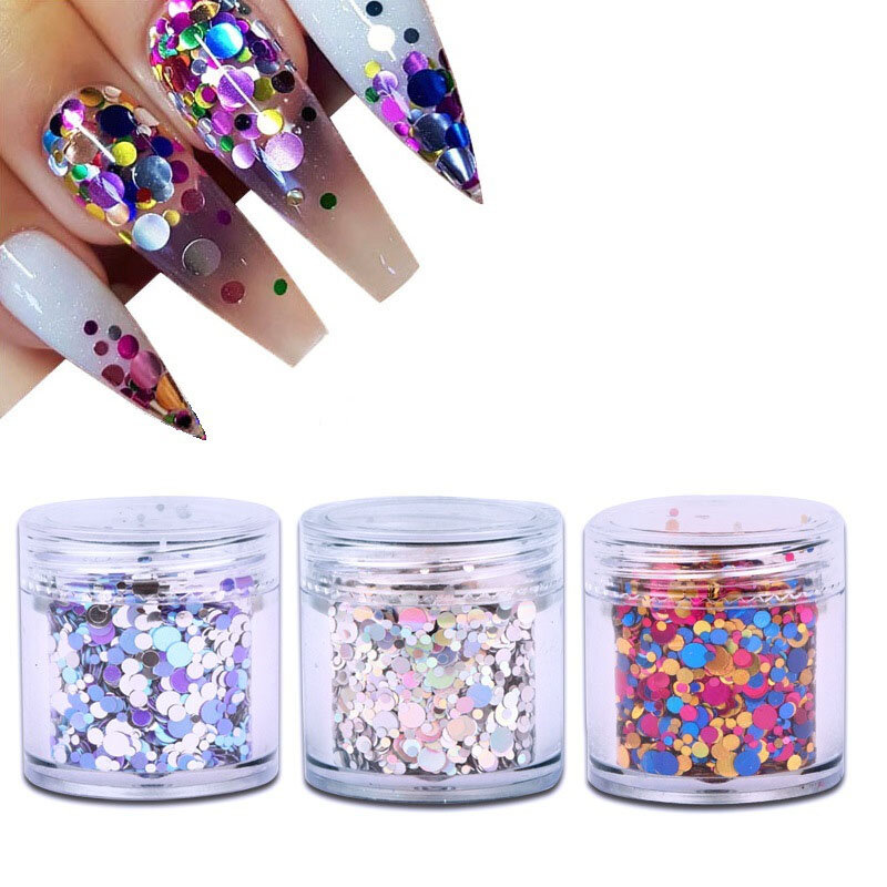 Mini lentejuelas redondas mezcladas para decoración de uñas, suministros de manicura DIY, herramientas de decoración de uñas con puntos de colores, 10ml