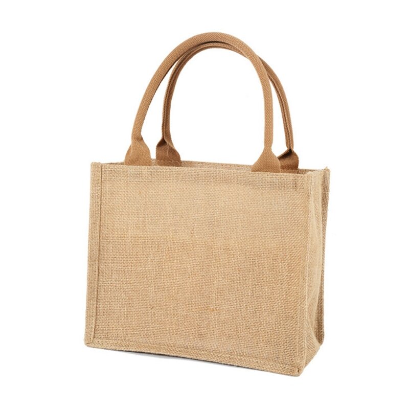 Jute Burlap Tote Large Reusable Grocery Bags with Handles Women Shopping Bag L41B