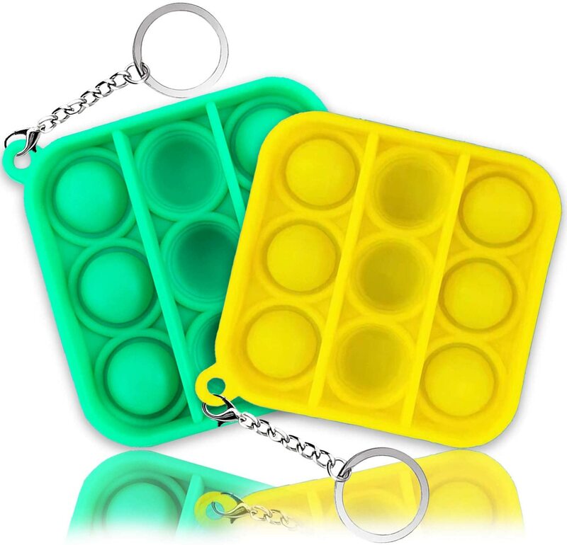 Mini juguete Simple de hoyuelos para aliviar el estrés, llavero sensorial de burbujas Pop, de silicona suave, alivia el estrés, escritorio de oficina