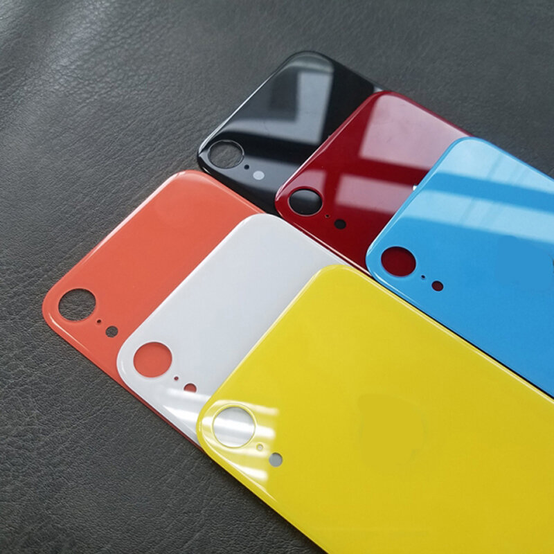 غطاء زجاجي خلفي لهاتف iPhone XR ، فتحة كبيرة بعلامة CE ، 6 ألوان ، إصلاح ، للهيكل الخلفي ، الاستبدال