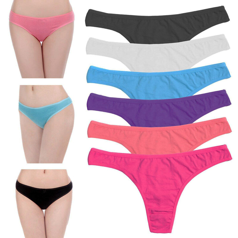 6 Stks/pak Sexy Slipje Voor Vrouwen Katoen Thong Ondergoed Naadloze Vrouwelijke Bikini Laagbouw G-string Tanga Lingerie T-back Underpant