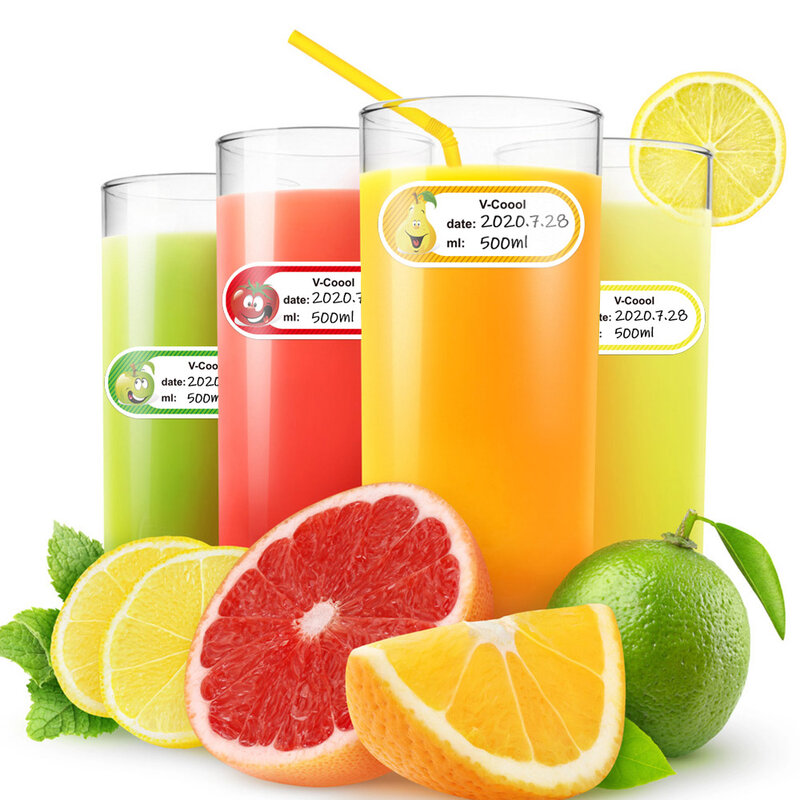 250個/ロール色フルーツステッカーラベルと5種類の果物appleのオレンジのためのステッカー食品ジュースラベル
