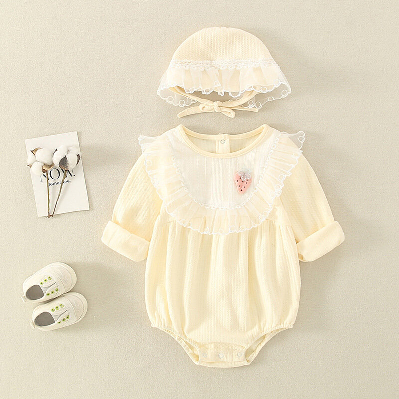 YG-ropa infantil de una pieza con sombreros para bebé, ropa de escalada triangular de algodón, encantadora, Primavera