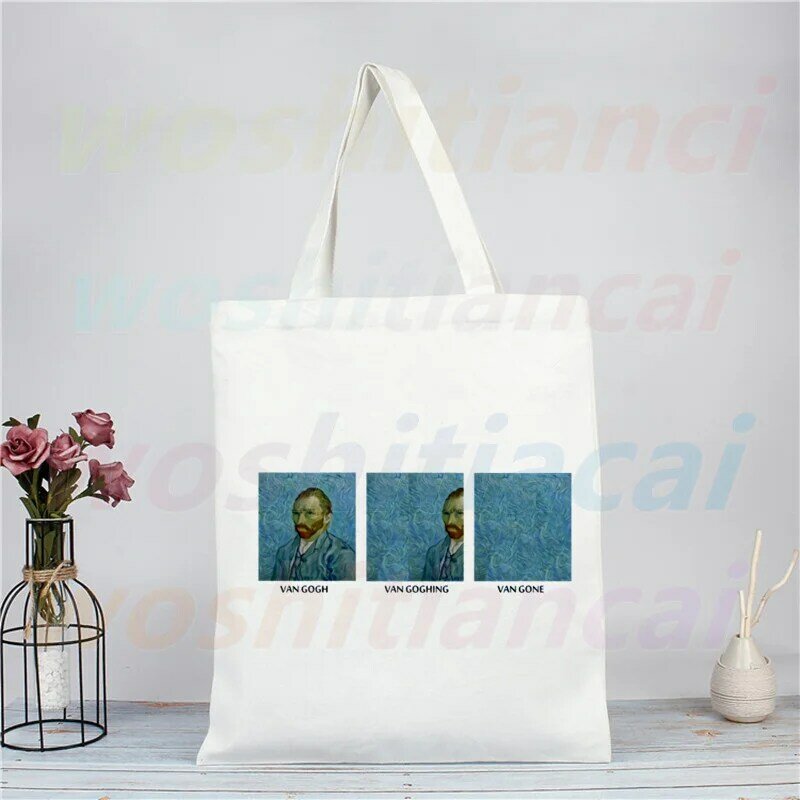 Van Gogh The Starry Night Funny Shopping Bag Eco Canvas Shopper Bolsas De Tela Bag Shoping Reusable Sacolas