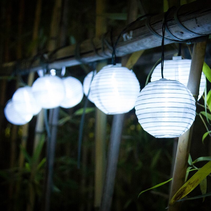 Guirnalda de luces Led solares para exteriores, guirnalda de papel de hadas, lámpara de bola de jardín para decoración de vacaciones, 10/20/30/50 m, 3,5 m, 5m, 6,5 m, 7m