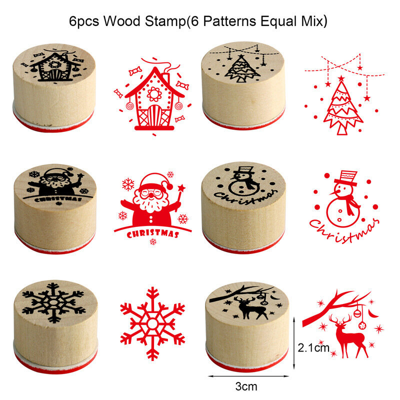 6pcs Merry Christmas Stamps for DIY Scrapbooking/Card Making/Kids Christmas Fun Decoration Supplies