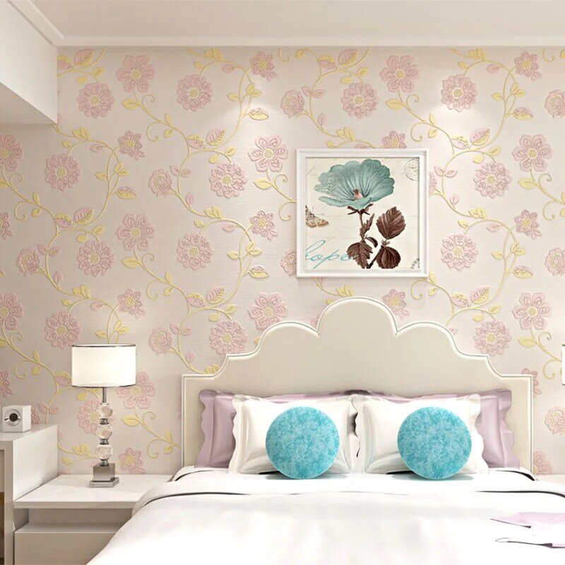 Carta da parati autoadesiva Stereo 3D Cartoon rosa carta da parati autoadesiva calda camera da letto dormitorio adesivi murali camera dei bambini