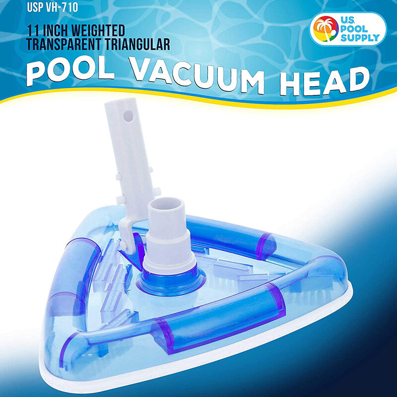 Nettoyeur de piscine en PVC, 1x tête d'aspiration, forme triangulaire, outil de nettoyage de la saleté, poignée amovible, tête de brosse