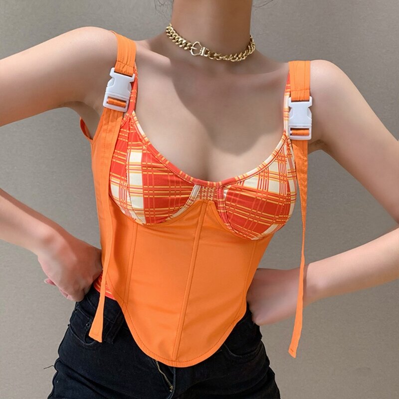 Gilet Sexy da donna top Patchwork Curve Shaper corsetti bustier tridimensionali