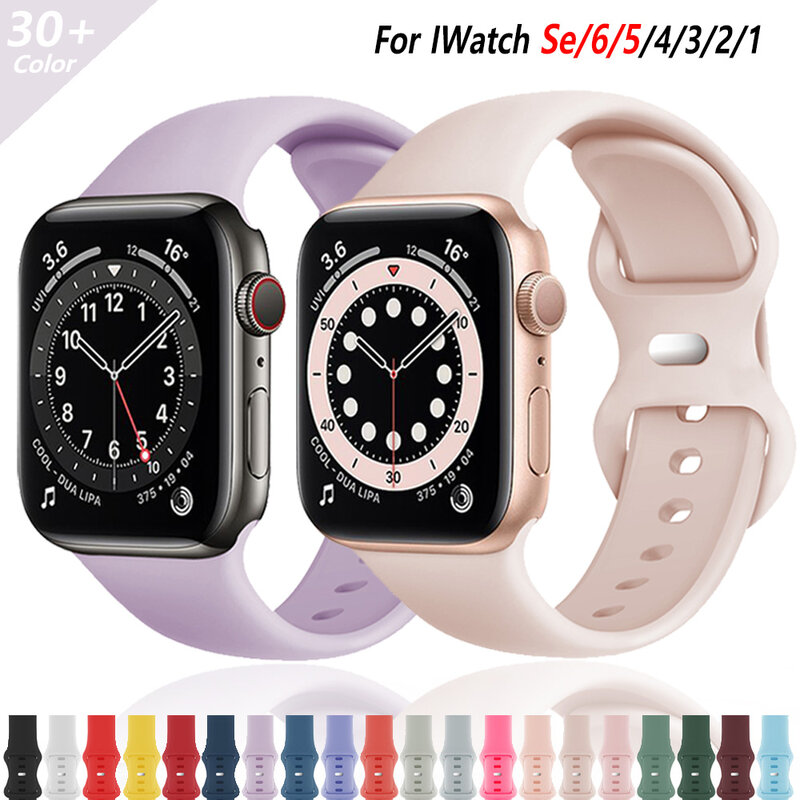 Pulseira de silicone macio para apple assistir série 5 4 3 2 6 se pulseiras de pulso 38mm 42mm pulseira de borracha em iwatch 40mm 44mm