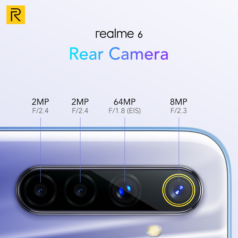 Realme 6 8Gb Ram 128Gb Rom Global Versie Mobiele Telefoon 90Hz Display Helio G90T 30W Flash lading 64MP Camera 4300Mah Mobiel