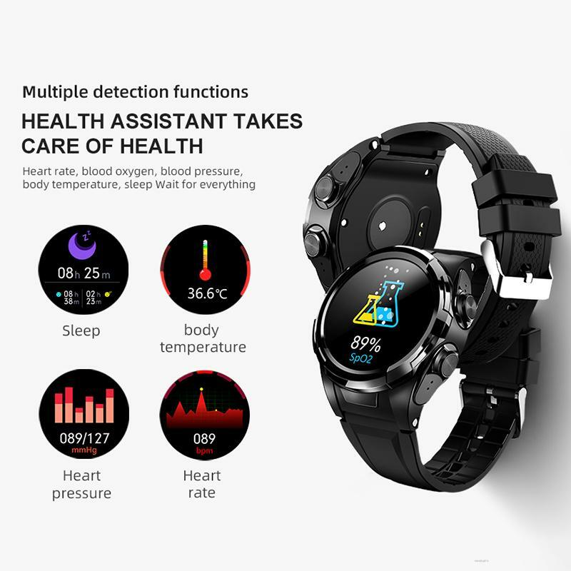 2022 relógio inteligente com chamada bluetooth fones de ouvido 2 em 1 monitoramento freqüência cardíaca pedômetro smartwatch para ios android telefone