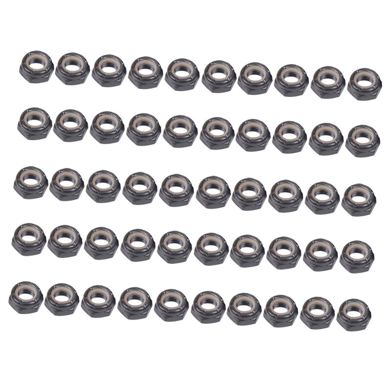 50pcs Axle Nuts Kingpin Nuts, Skateboard Longboard Trucks Nuts for Scooters Cruisers Spare Parts