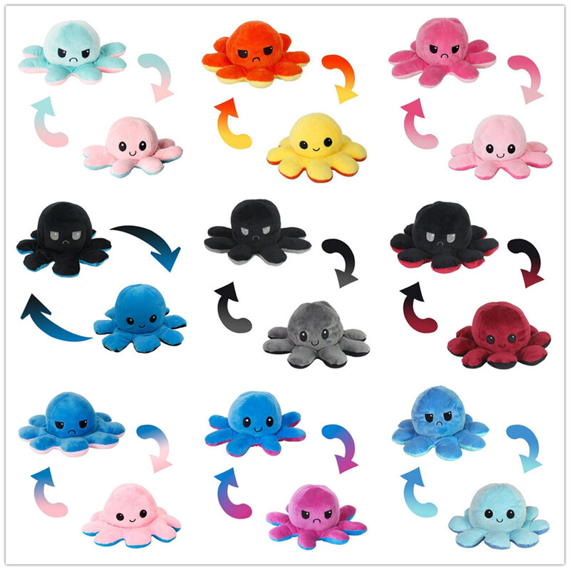 Милая детская мягкая игрушка Octopus, плюшевые животные, детская двойная флип-кукла, мягкий милый плюшевый, плюшевая игрушка