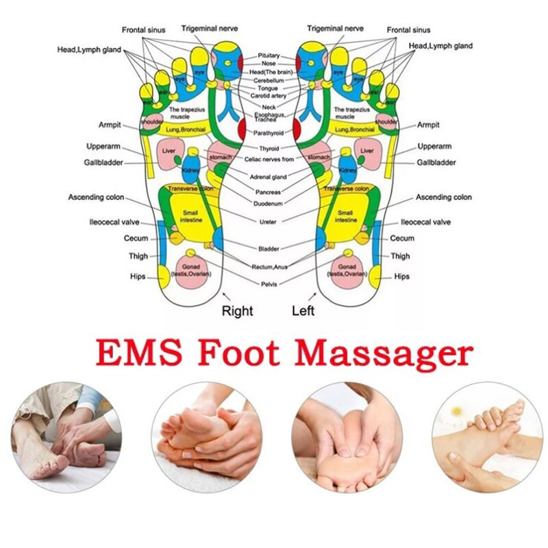 Almohadilla eléctrica EMS inteligente para masaje de pies, esterilla con acupuntura de pulso, carga USB, mejora la circulación sanguínea, alivia el dolor, cuidado de la salud